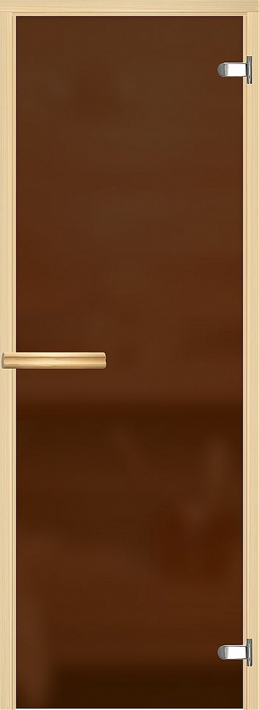 Дверь для бани и сауны со стеклом ручки цвета осины АСПЕН БРОНЗА