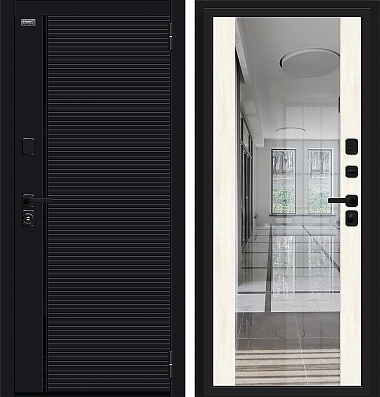 Входная дверь Лайнер-3 Black Carbon/Off-white